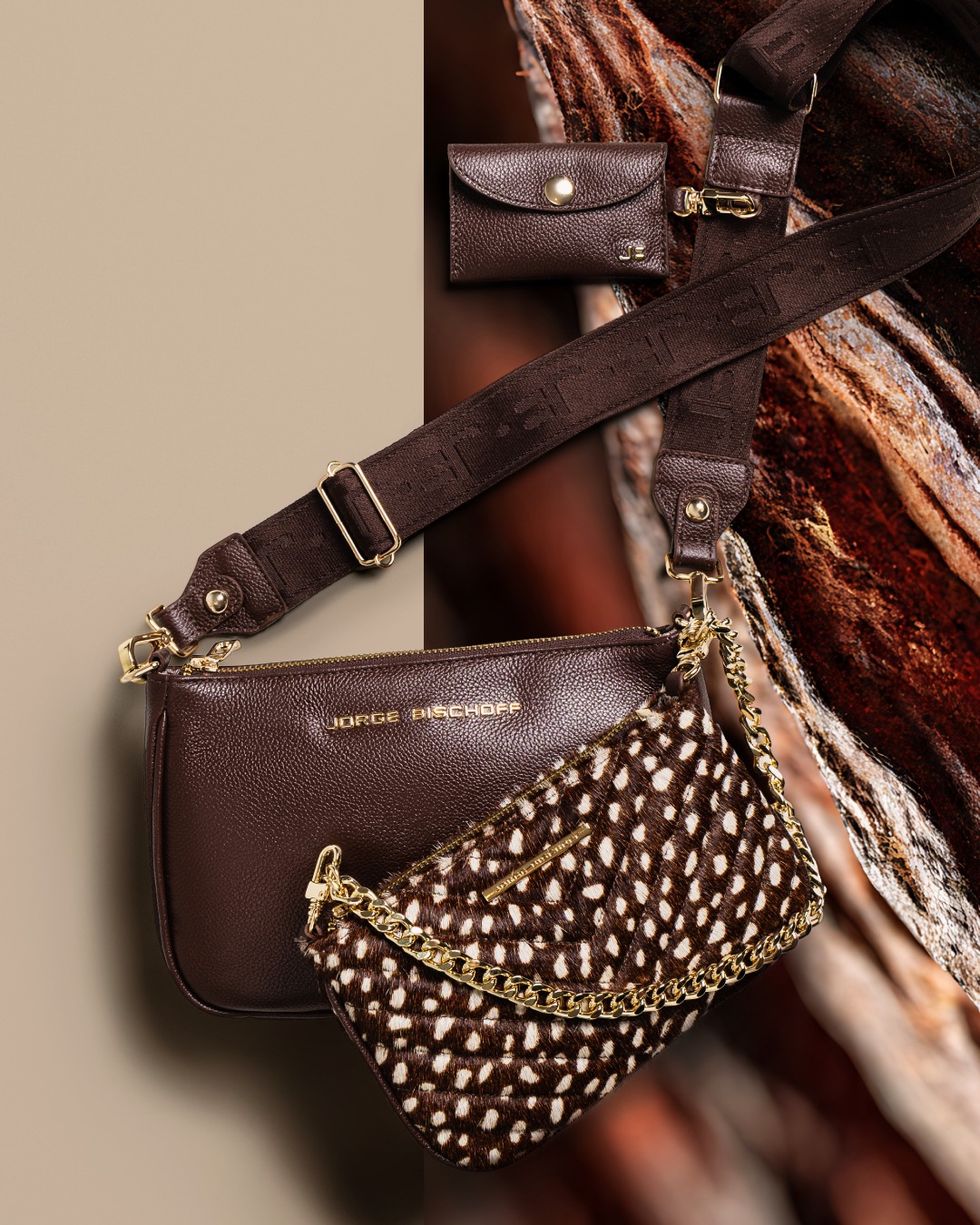 Bolsas Jorge Bischoff em cenário natural